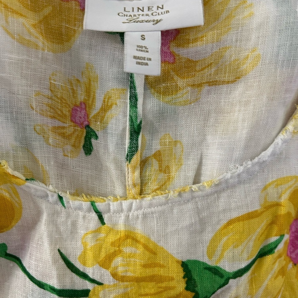Linen Floral Flowy Midi Dress - Picture 4 of 5